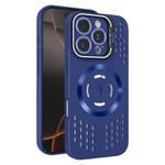 For iPhone 16 Pro Max Lens Holder MagSafe Cooling Phone Case(Royal Blue)