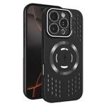 For iPhone 16 Pro Max Lens Holder MagSafe Cooling Phone Case(Black)