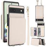 For Google Pixel 6a Crossbody Dual-buckle Wallet RFID Back Leather Phone Case(White)