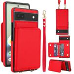 For Google Pixel 6a Crossbody Dual-buckle Wallet RFID Back Leather Phone Case(Red)
