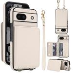 For Google Pixel 8a Crossbody Dual-buckle Wallet RFID Back Leather Phone Case(White)