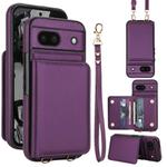 For Google Pixel 8a Crossbody Dual-buckle Wallet RFID Back Leather Phone Case(Dark Purple)