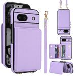 For Google Pixel 8a Crossbody Dual-buckle Wallet RFID Back Leather Phone Case(Light Purple)