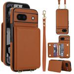 For Google Pixel 8a Crossbody Dual-buckle Wallet RFID Back Leather Phone Case(Brown)