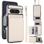 For Google Pixel 8 Pro Crossbody Dual-buckle Wallet RFID Back Leather Phone Case(White)