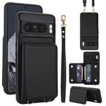 For Google Pixel 8 Pro Crossbody Dual-buckle Wallet RFID Back Leather Phone Case(Black)