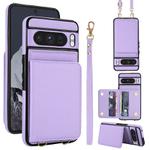 For Google Pixel 8 Pro Crossbody Dual-buckle Wallet RFID Back Leather Phone Case(Light Purple)