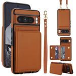 For Google Pixel 8 Pro Crossbody Dual-buckle Wallet RFID Back Leather Phone Case(Brown)