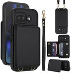 For Google Pixel 9a Crossbody Dual-buckle Wallet RFID Back Leather Phone Case(Black)