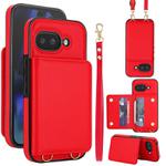 For Google Pixel 9a Crossbody Dual-buckle Wallet RFID Back Leather Phone Case(Red)