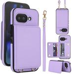 For Google Pixel 9a Crossbody Dual-buckle Wallet RFID Back Leather Phone Case(Light Purple)
