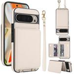 For Google Pixel 9 Pro XL Crossbody Dual-buckle Wallet RFID Back Leather Phone Case(White)