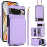 For Google Pixel 9 Pro XL Crossbody Dual-buckle Wallet RFID Back Leather Phone Case(Light Purple)