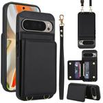 For Google Pixel 9 Crossbody Dual-buckle Wallet RFID Back Leather Phone Case(Black)