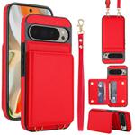 For Google Pixel 9 Crossbody Dual-buckle Wallet RFID Back Leather Phone Case(Red)