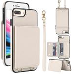 For iPhone SE 2022 / SE 2020 / 8 / 7 Crossbody Dual-buckle Wallet RFID Back Leather Phone Case(White)
