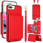 For iPhone SE 2022 / SE 2020 / 8 / 7 Crossbody Dual-buckle Wallet RFID Back Leather Phone Case(Red)