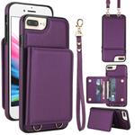 For iPhone SE 2022 / SE 2020 / 8 / 7 Crossbody Dual-buckle Wallet RFID Back Leather Phone Case(Dark Purple)