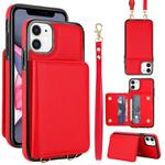 For iPhone 11 Crossbody Dual-buckle Wallet RFID Back Leather Phone Case(Red)