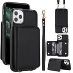 For iPhone 11 Pro Crossbody Dual-buckle Wallet RFID Back Leather Phone Case(Black)
