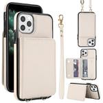 For iPhone 11 Pro Max Crossbody Dual-buckle Wallet RFID Back Leather Phone Case(White)