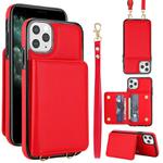 For iPhone 11 Pro Max Crossbody Dual-buckle Wallet RFID Back Leather Phone Case(Red)