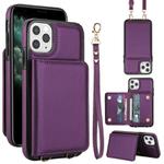 For iPhone 11 Pro Max Crossbody Dual-buckle Wallet RFID Back Leather Phone Case(Dark Purple)
