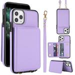 For iPhone 11 Pro Max Crossbody Dual-buckle Wallet RFID Back Leather Phone Case(Light Purple)