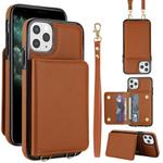 For iPhone 11 Pro Max Crossbody Dual-buckle Wallet RFID Back Leather Phone Case(Brown)