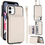 For iPhone 12 mini Crossbody Dual-buckle Wallet RFID Back Leather Phone Case(White)