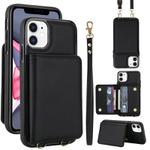 For iPhone 12 mini Crossbody Dual-buckle Wallet RFID Back Leather Phone Case(Black)