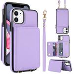 For iPhone 12 mini Crossbody Dual-buckle Wallet RFID Back Leather Phone Case(Light Purple)