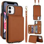 For iPhone 12 mini Crossbody Dual-buckle Wallet RFID Back Leather Phone Case(Brown)