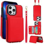 For iPhone 12 Pro Max Crossbody Dual-buckle Wallet RFID Back Leather Phone Case(Red)