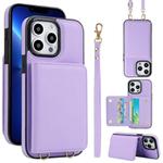 For iPhone 12 Pro Max Crossbody Dual-buckle Wallet RFID Back Leather Phone Case(Light Purple)