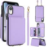 For iPhone XR Crossbody Dual-buckle Wallet RFID Back Leather Phone Case(Light Purple)