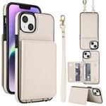 For iPhone 13 mini Crossbody Dual-buckle Wallet RFID Back Leather Phone Case(White)
