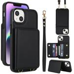 For iPhone 13 mini Crossbody Dual-buckle Wallet RFID Back Leather Phone Case(Black)