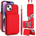 For iPhone 13 mini Crossbody Dual-buckle Wallet RFID Back Leather Phone Case(Red)
