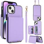 For iPhone 13 mini Crossbody Dual-buckle Wallet RFID Back Leather Phone Case(Light Purple)