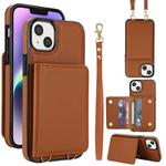 For iPhone 13 mini Crossbody Dual-buckle Wallet RFID Back Leather Phone Case(Brown)