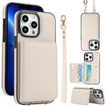 For iPhone 13 Pro Max Crossbody Dual-buckle Wallet RFID Back Leather Phone Case(White)
