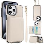For iPhone 15 Pro Crossbody Dual-buckle Wallet RFID Back Leather Phone Case(White)