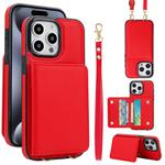 For iPhone 15 Pro Max Crossbody Dual-buckle Wallet RFID Back Leather Phone Case(Red)