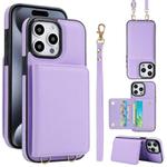 For iPhone 15 Pro Max Crossbody Dual-buckle Wallet RFID Back Leather Phone Case(Light Purple)