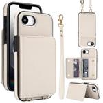 For iPhone 16e Crossbody Dual-buckle Wallet RFID Back Leather Phone Case(White)