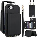 For iPhone 16e Crossbody Dual-buckle Wallet RFID Back Leather Phone Case(Black)