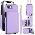For iPhone 16e Crossbody Dual-buckle Wallet RFID Back Leather Phone Case(Light Purple)