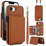 For iPhone 16e Crossbody Dual-buckle Wallet RFID Back Leather Phone Case(Brown)