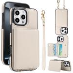 For iPhone 16 Pro Max Crossbody Dual-buckle Wallet RFID Back Leather Phone Case(White)